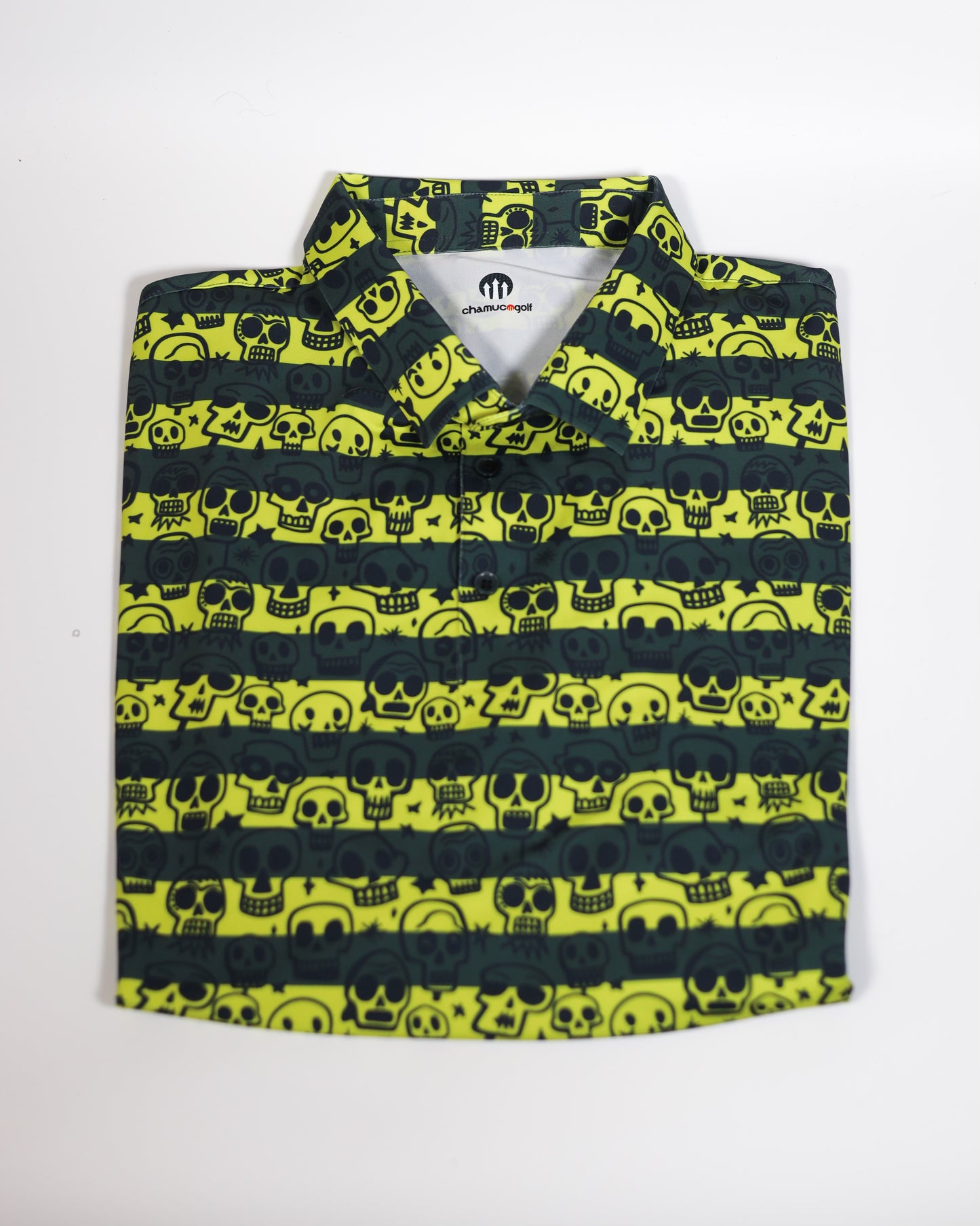 Skull Polo Black & Yellow Stripes