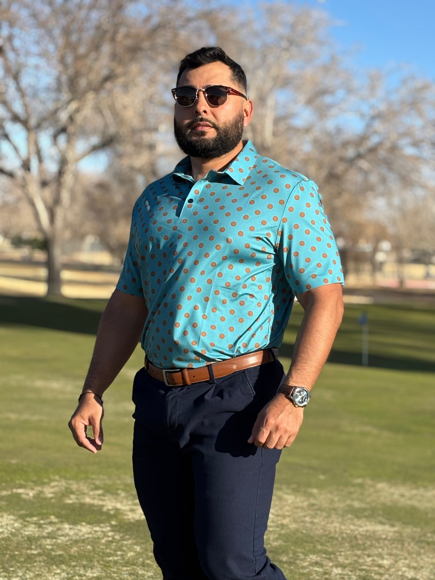 Men's Polka Dot Teal & Burnt Orange